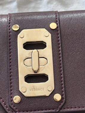 Versace Women's Plum Leather Crossbody with Gold Hardware